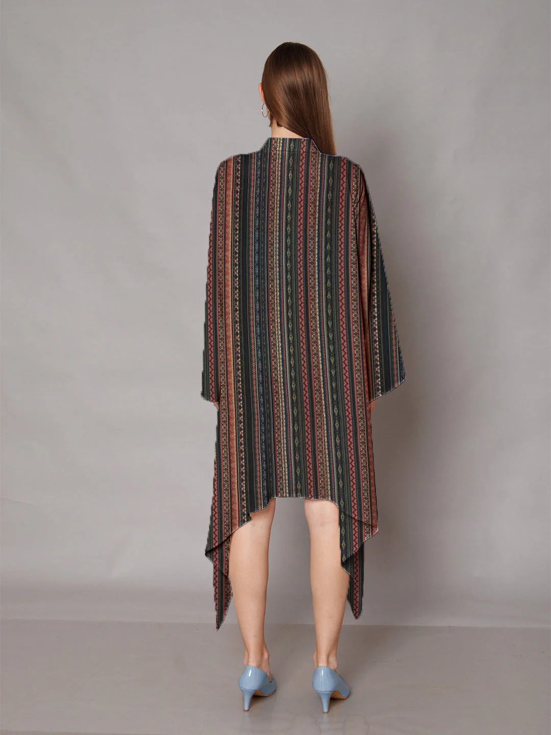 Multi-Colored Bohemian Printed High-Low Midi Dress - Image 4