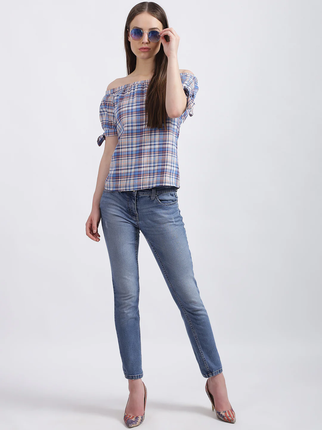 Multi-Colored Checked Regular Top - Image 8