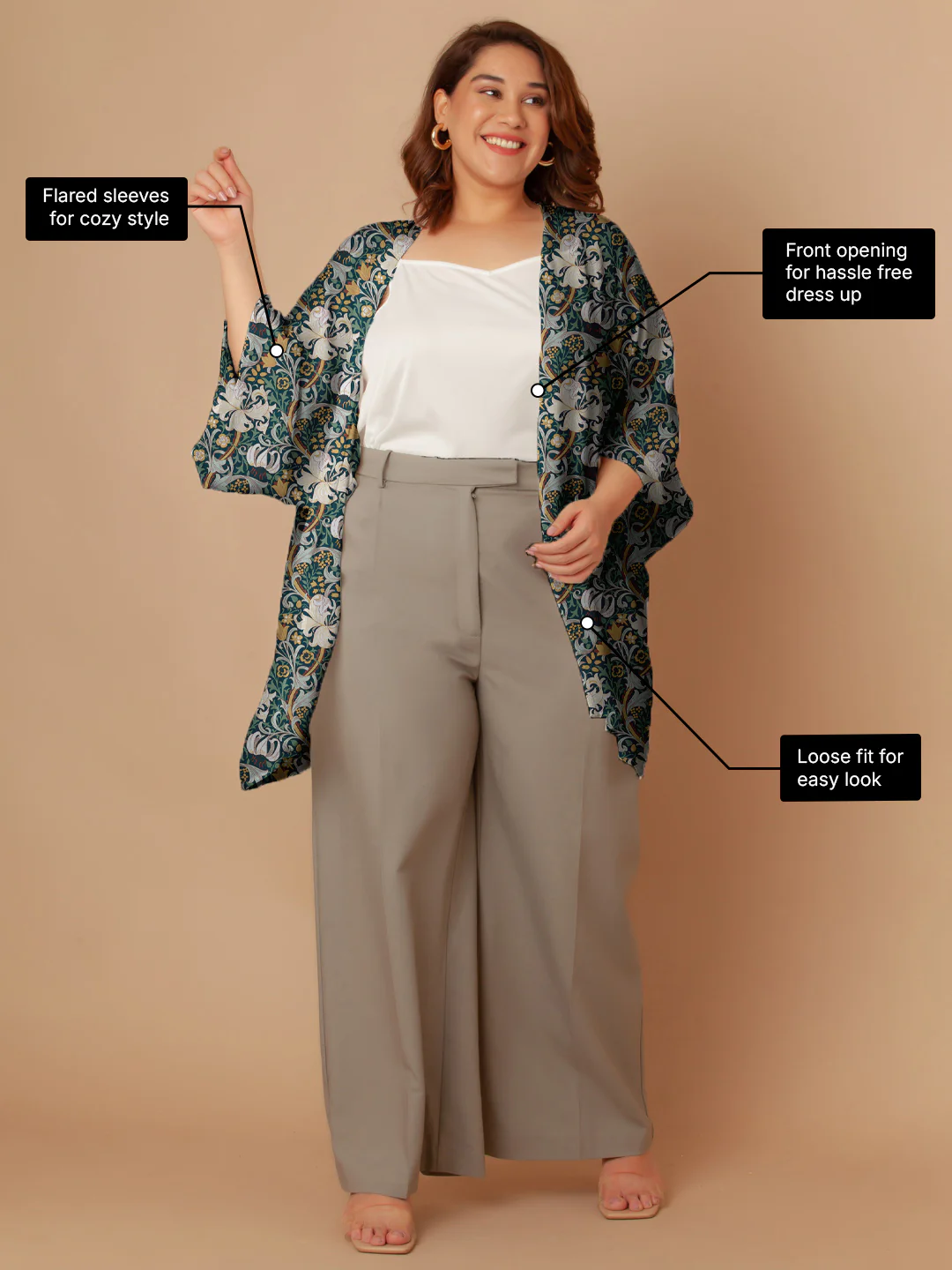 Multi-Colored Floral Print Peplum Shrug - Image 3