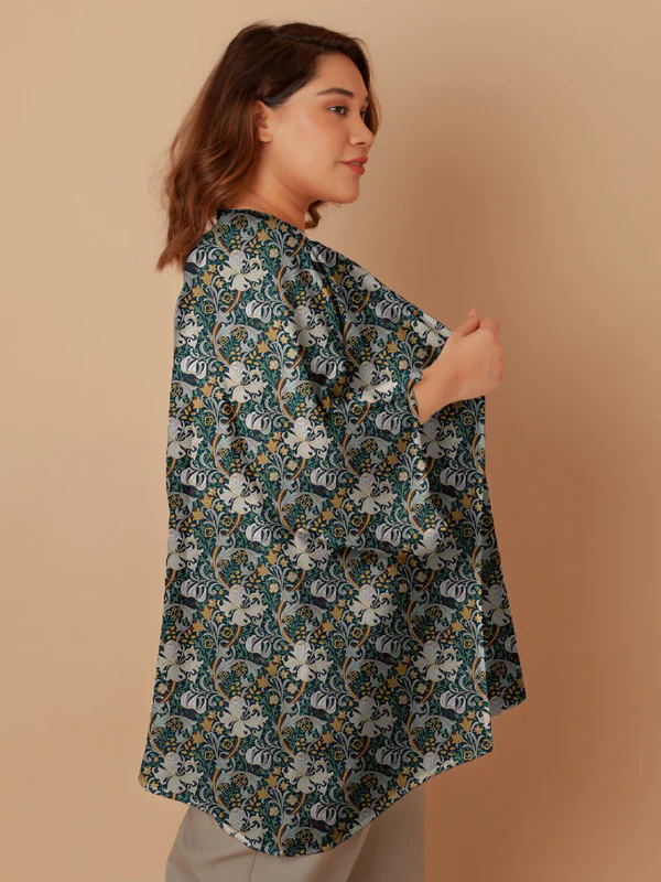 Multi-Colored Floral Print Peplum Shrug - Image 4