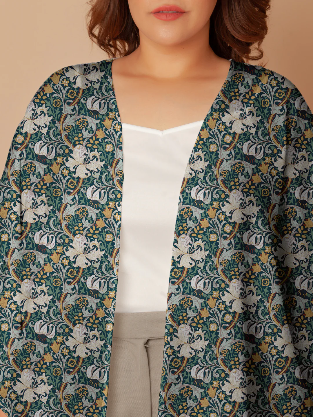 Multi-Colored Floral Print Peplum Shrug - Image 5