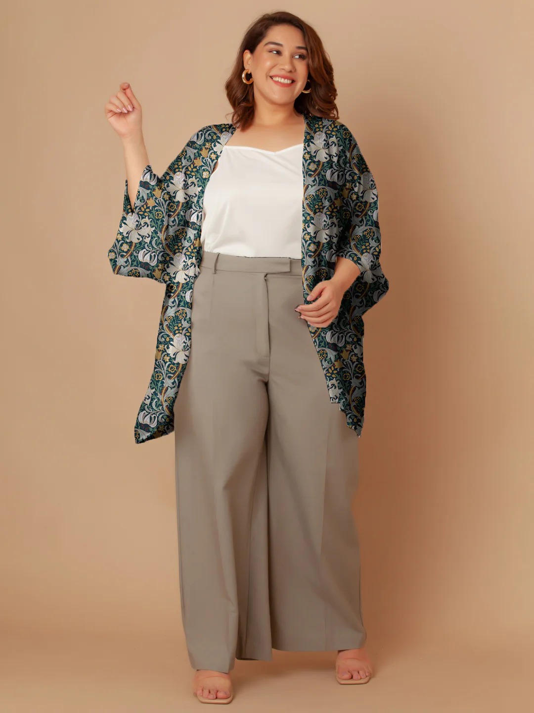Multi-Colored Floral Print Peplum Shrug - Image 6