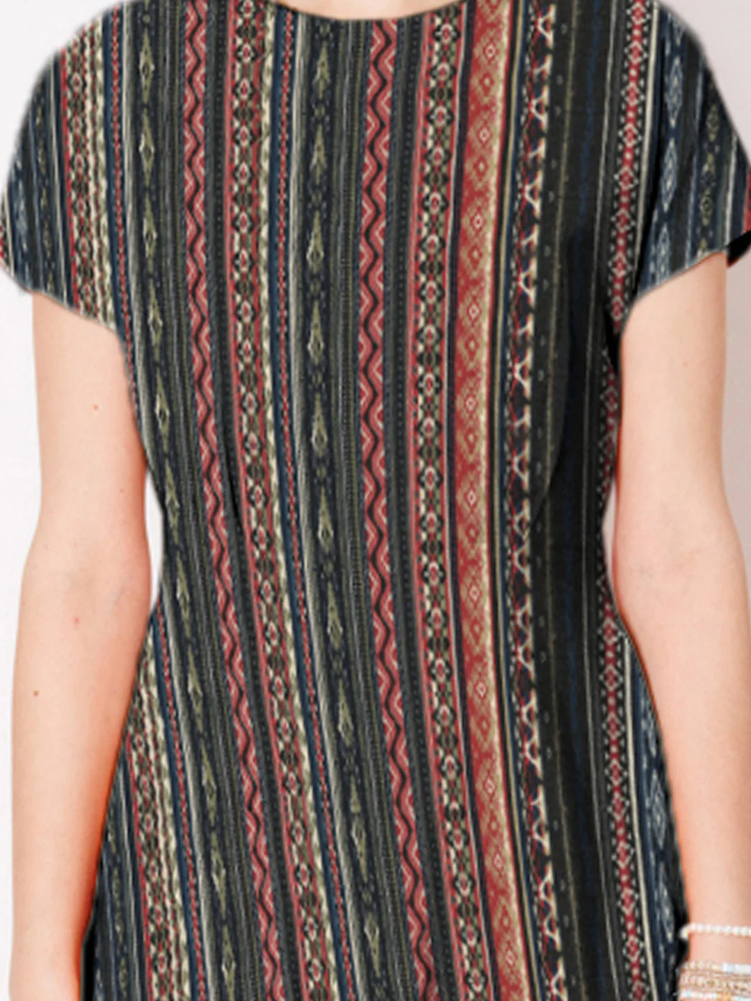 Multi-Colored Geometric Printed A-Line Midi Dress - Image 6