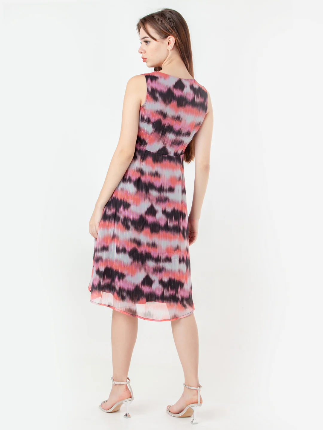 Multi-Colored Printed A-Line Midi Dress - Image 5