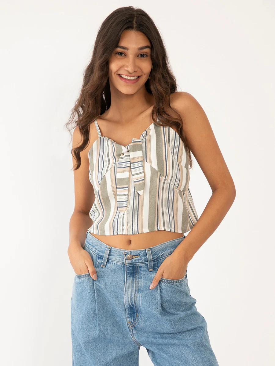 Multi Colored Striped Strappy Top - Image 2