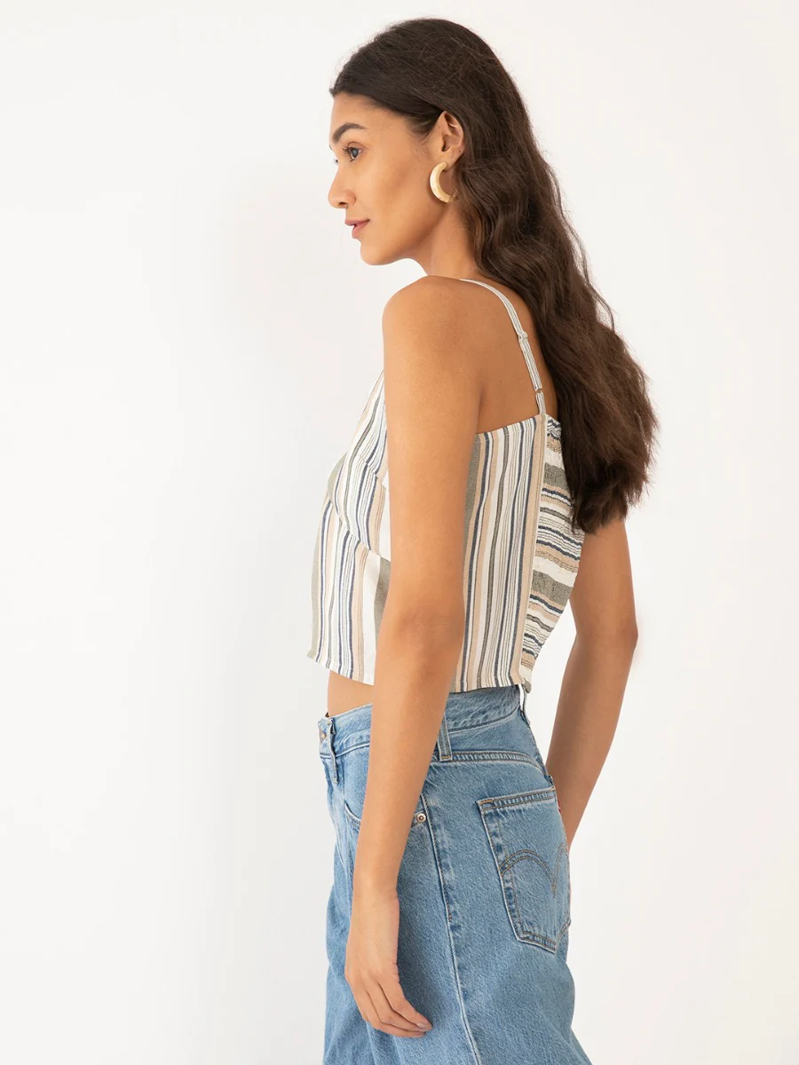 Multi Colored Striped Strappy Top - Image 3