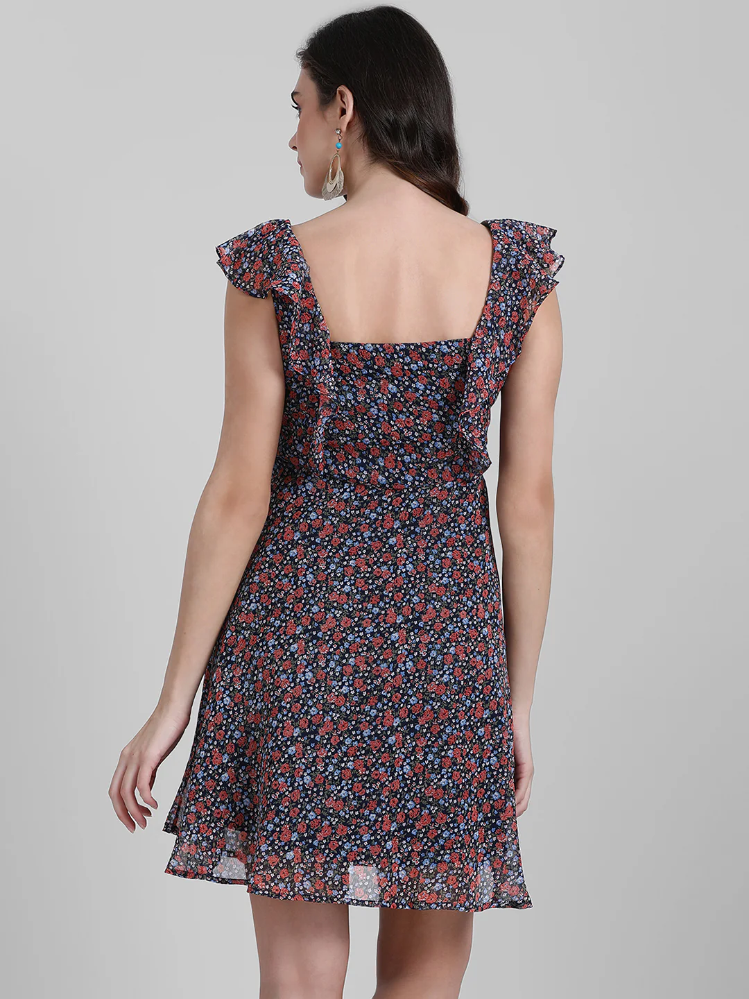 Multi Solid Fit and Flare Dress - Image 3