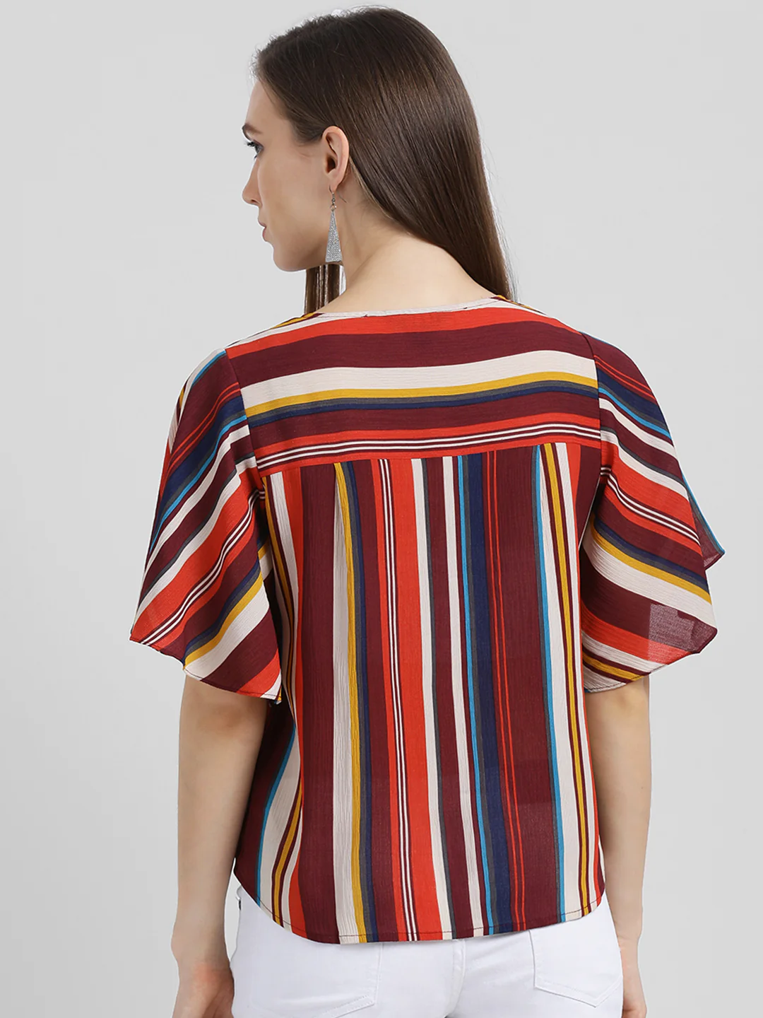 Multi Striped Shirt Style Top - Image 4