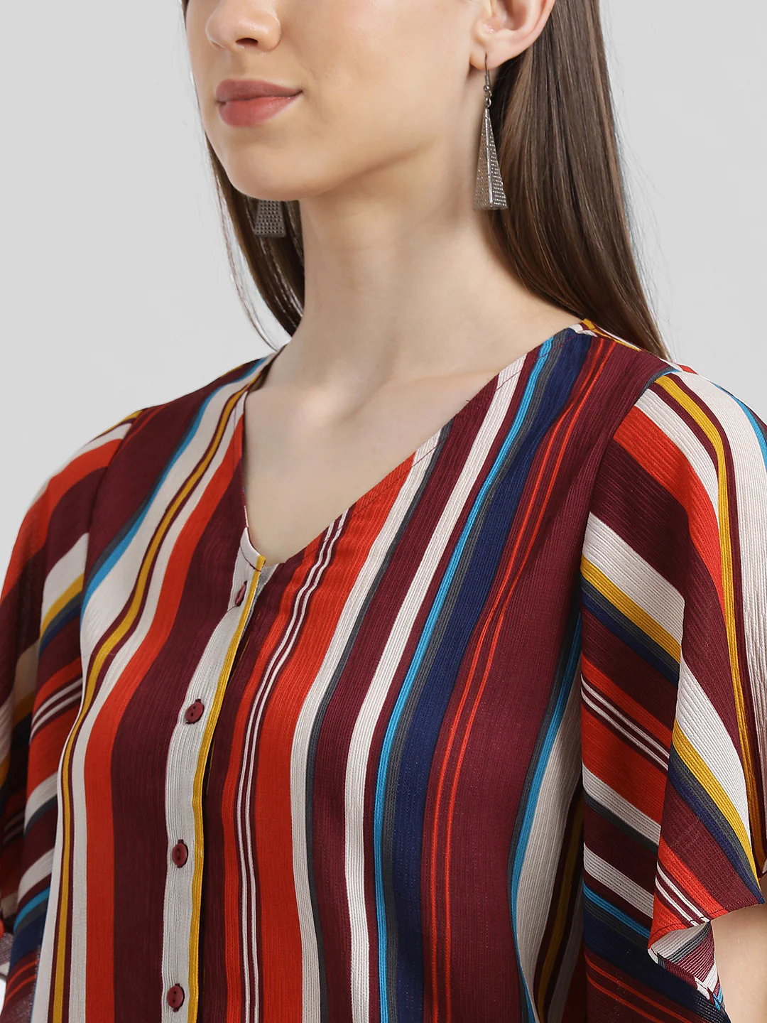Multi Striped Shirt Style Top - Image 6