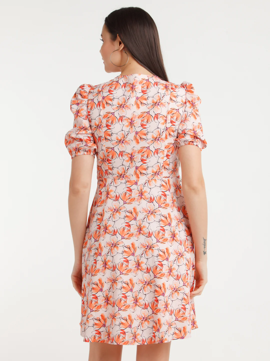 Multicolor Printed Tie-Up Short Dress - Image 4