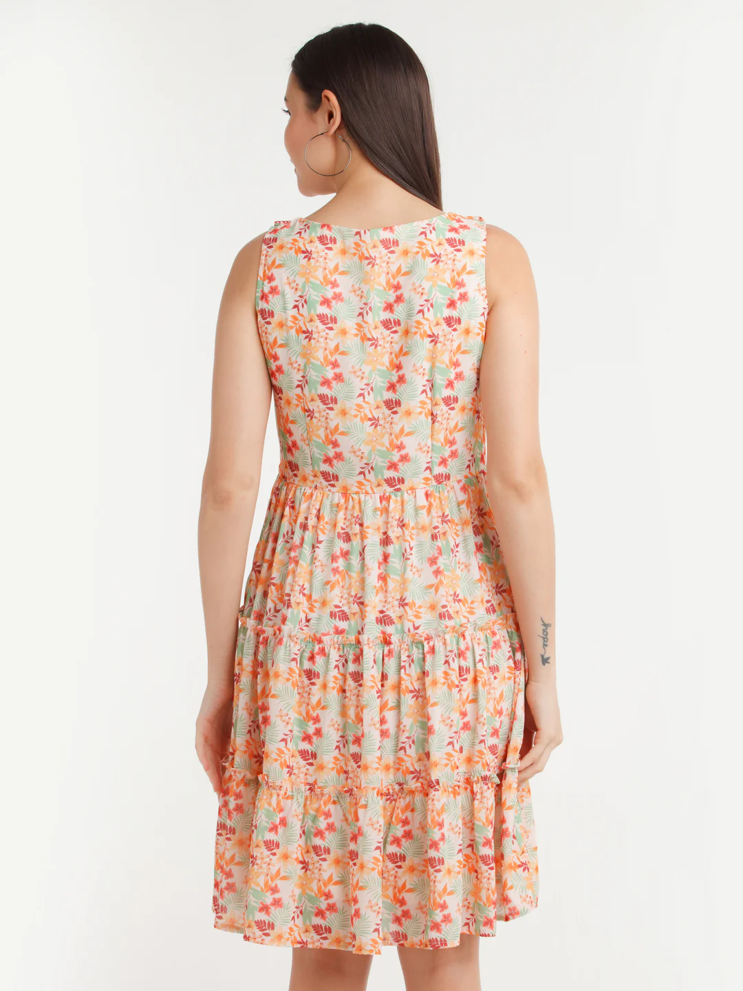 Multicolor Printed Tie-Up Short Dress - Image 4