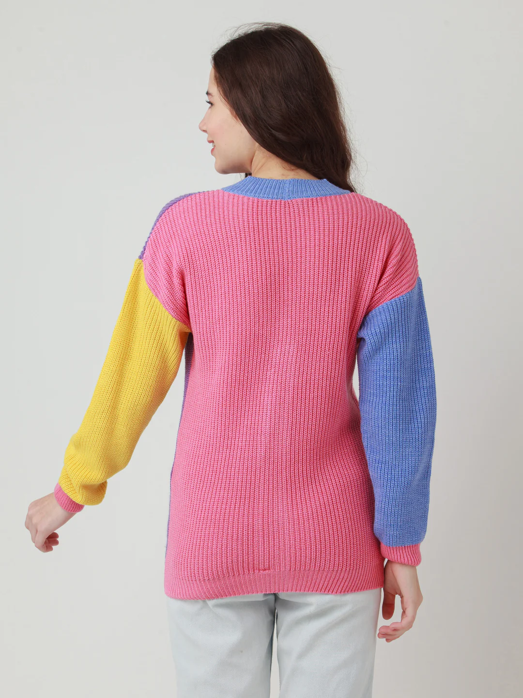 Multicolor Solid Buttoned Sweater - Image 4