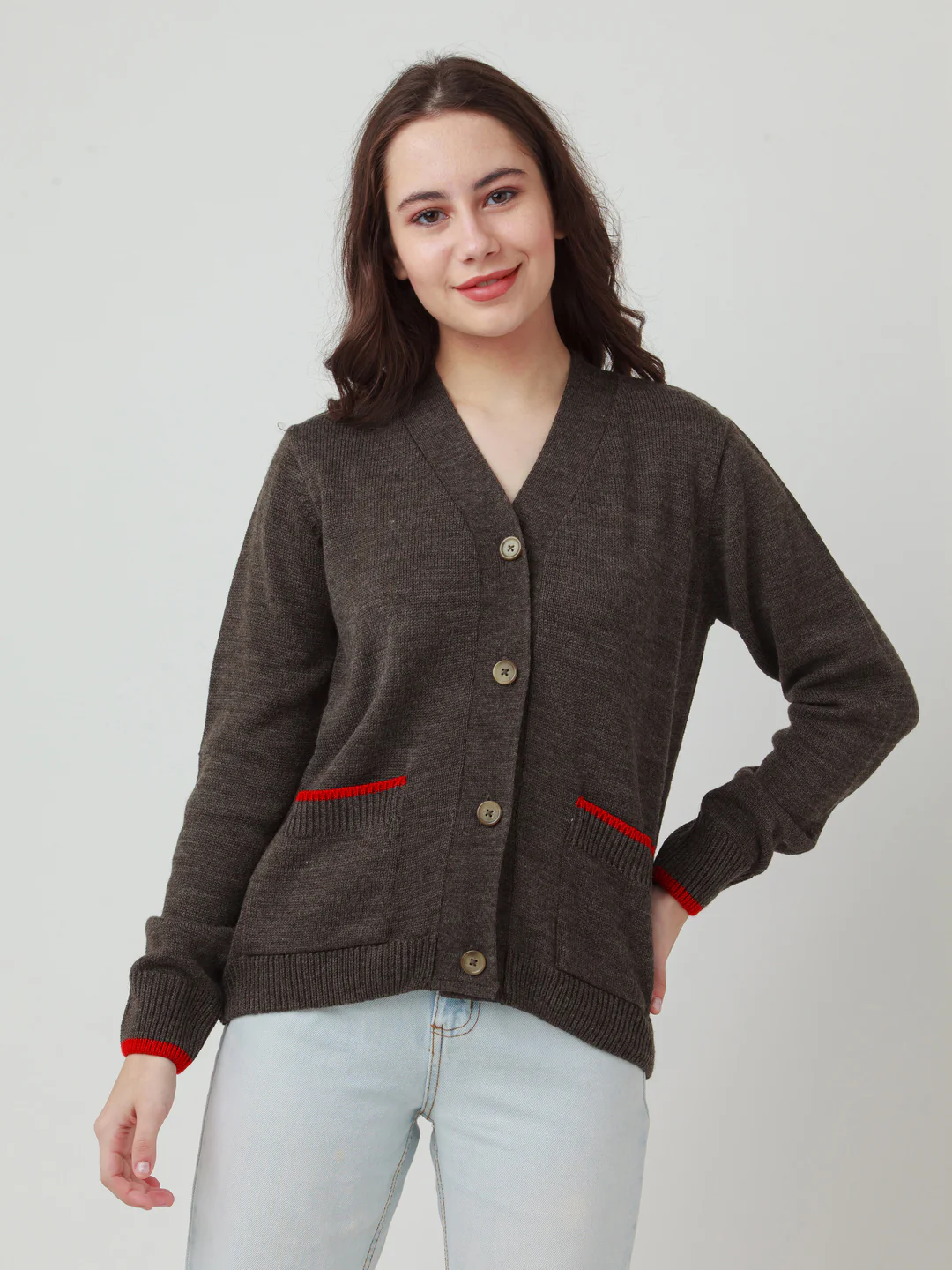 Multicolor Solid Buttoned Sweater - Image 2