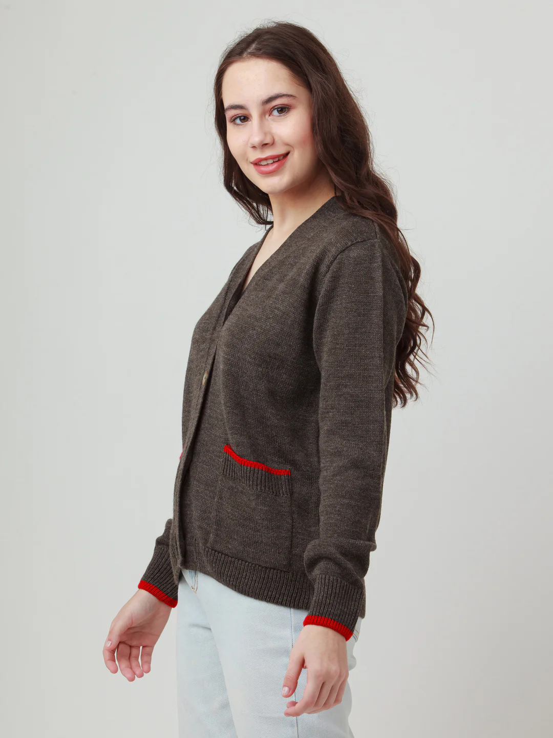 Multicolor Solid Buttoned Sweater - Image 3