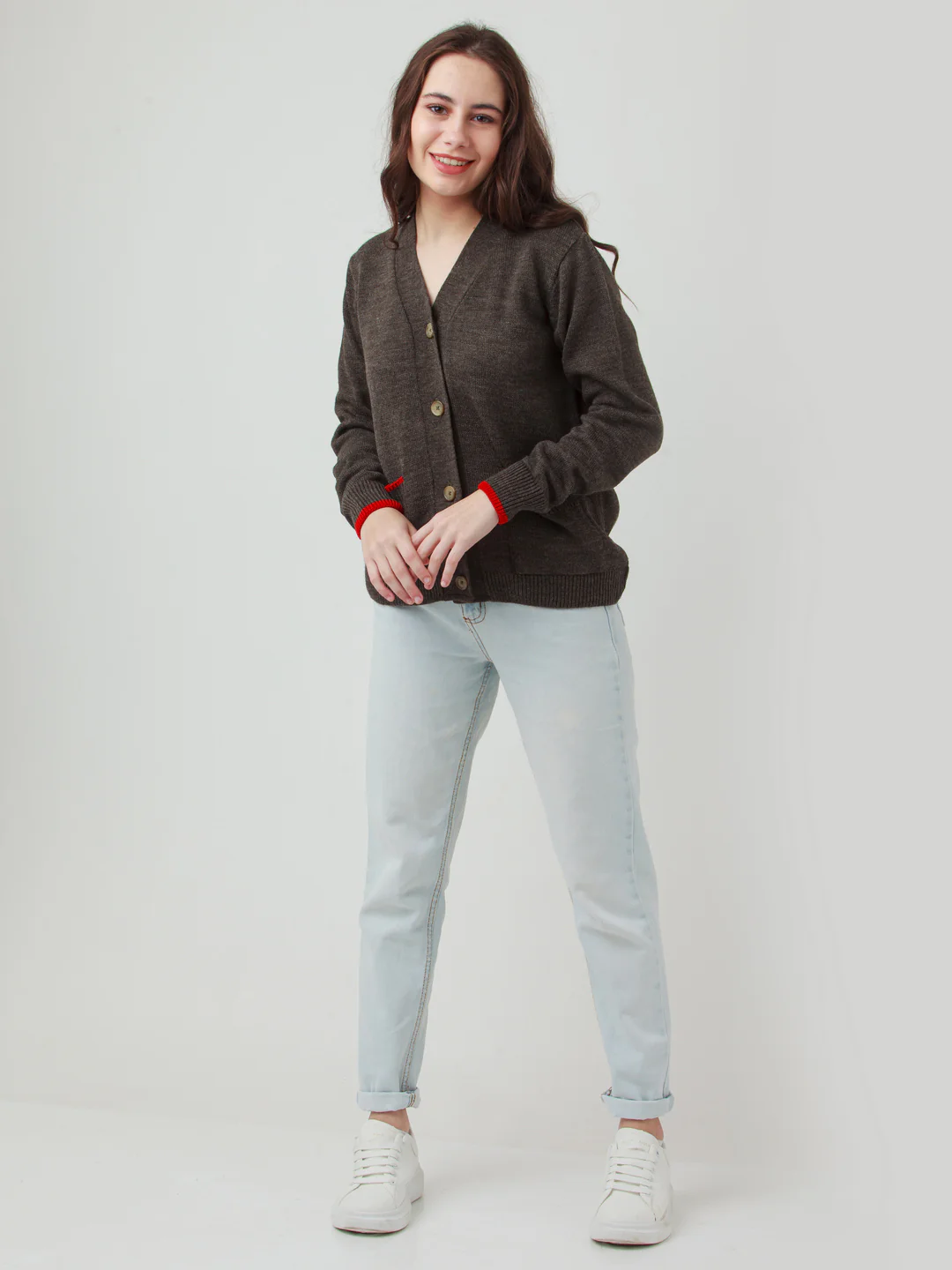 Multicolor Solid Buttoned Sweater - Image 5