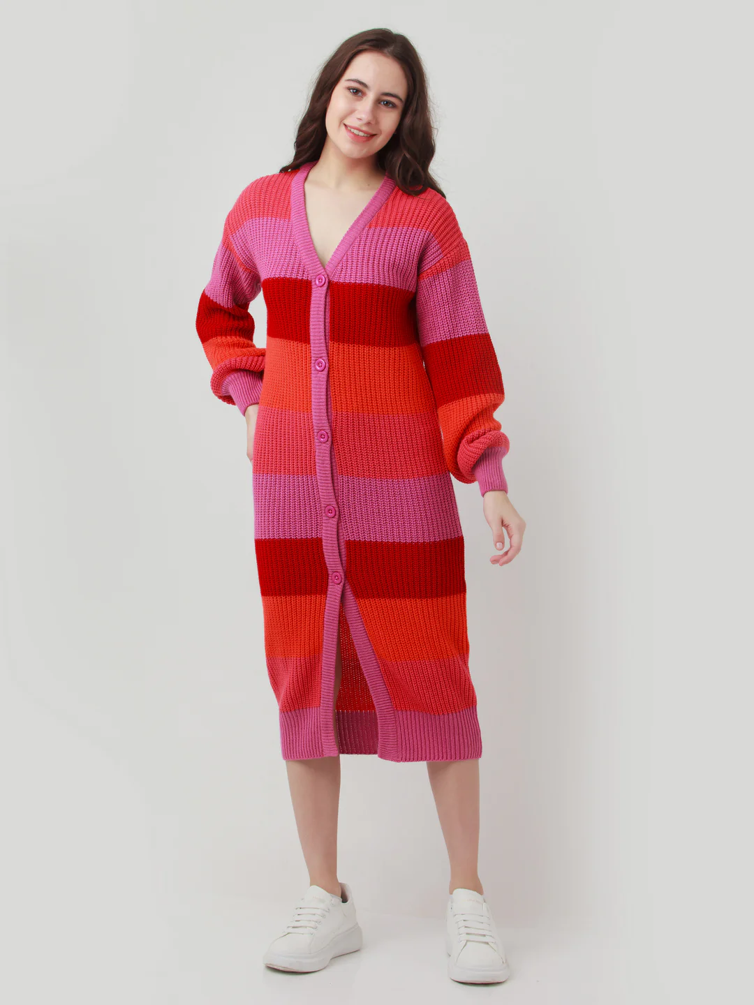 Multicolor Striped Buttoned Sweater - Image 2