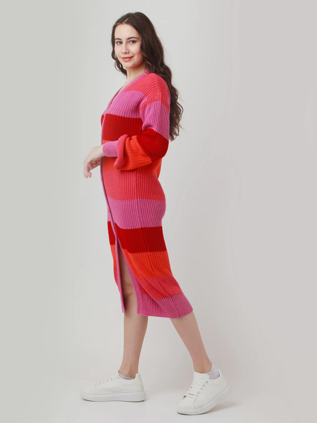Multicolor Striped Buttoned Sweater - Image 3