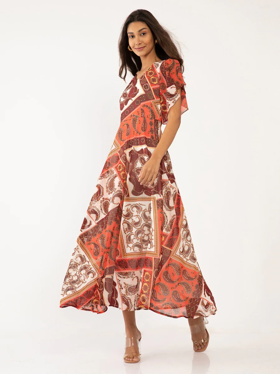 Multicolored Flared Sleeve Maxi - Image 2