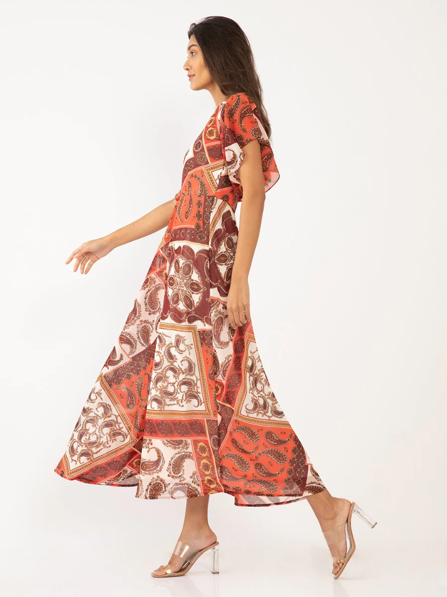 Multicolored Flared Sleeve Maxi - Image 3