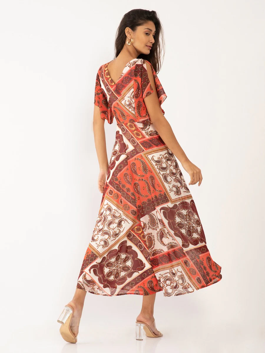 Multicolored Flared Sleeve Maxi - Image 4