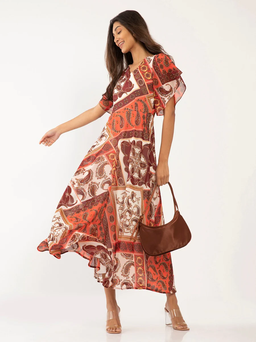 Multicolored Flared Sleeve Maxi - Image 5