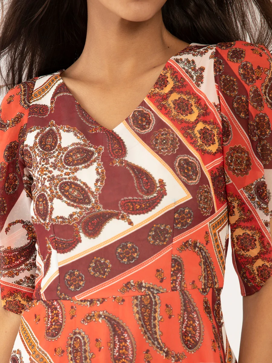 Multicolored Flared Sleeve Maxi - Image 6