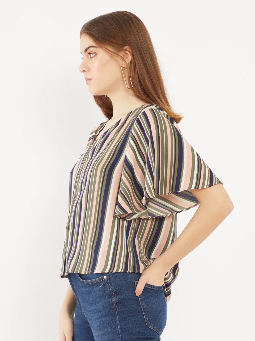 Multicolored Printed Flared Sleeve Top - Image 3