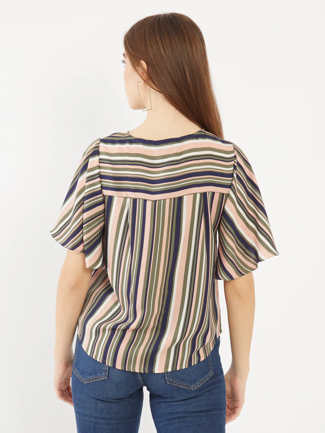 Multicolored Printed Flared Sleeve Top - Image 4