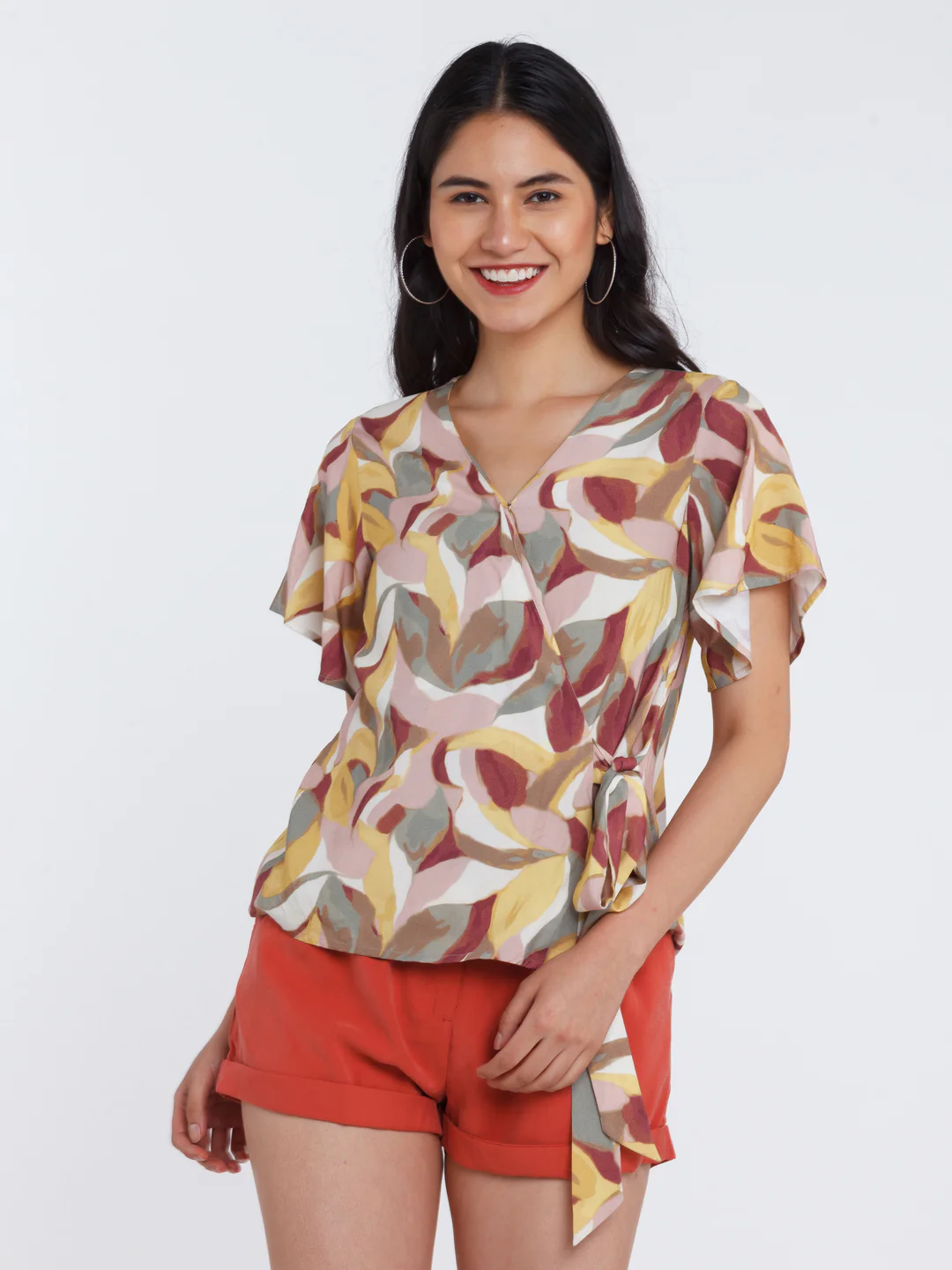 Multicolored Printed Flared Sleeve Top - Image 2