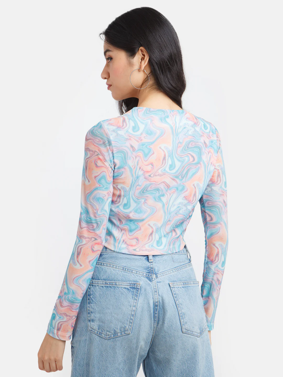 Multicolored Printed Ruched Top - Image 5