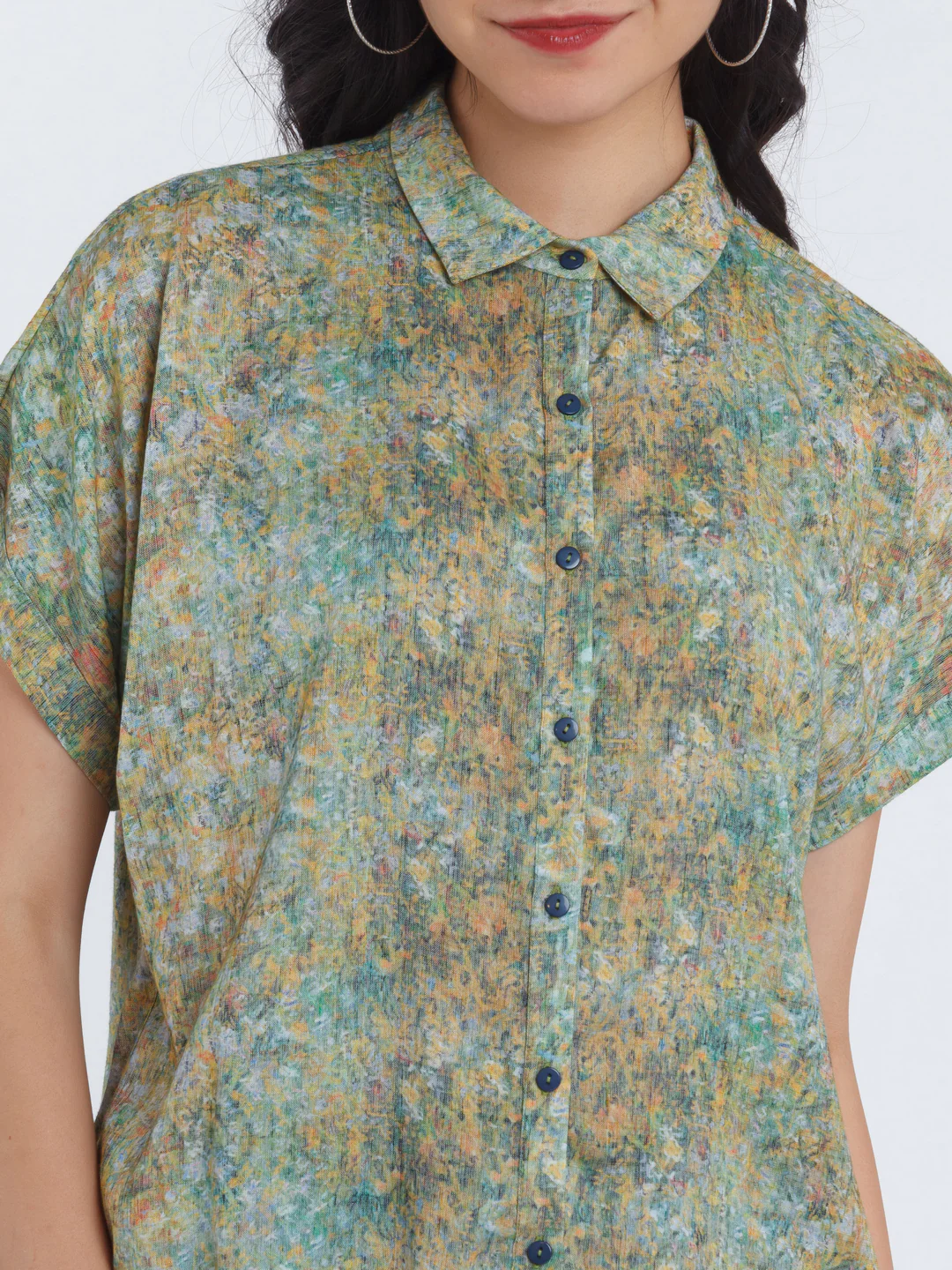 Multicolored Printed Straight Shirt - Image 6
