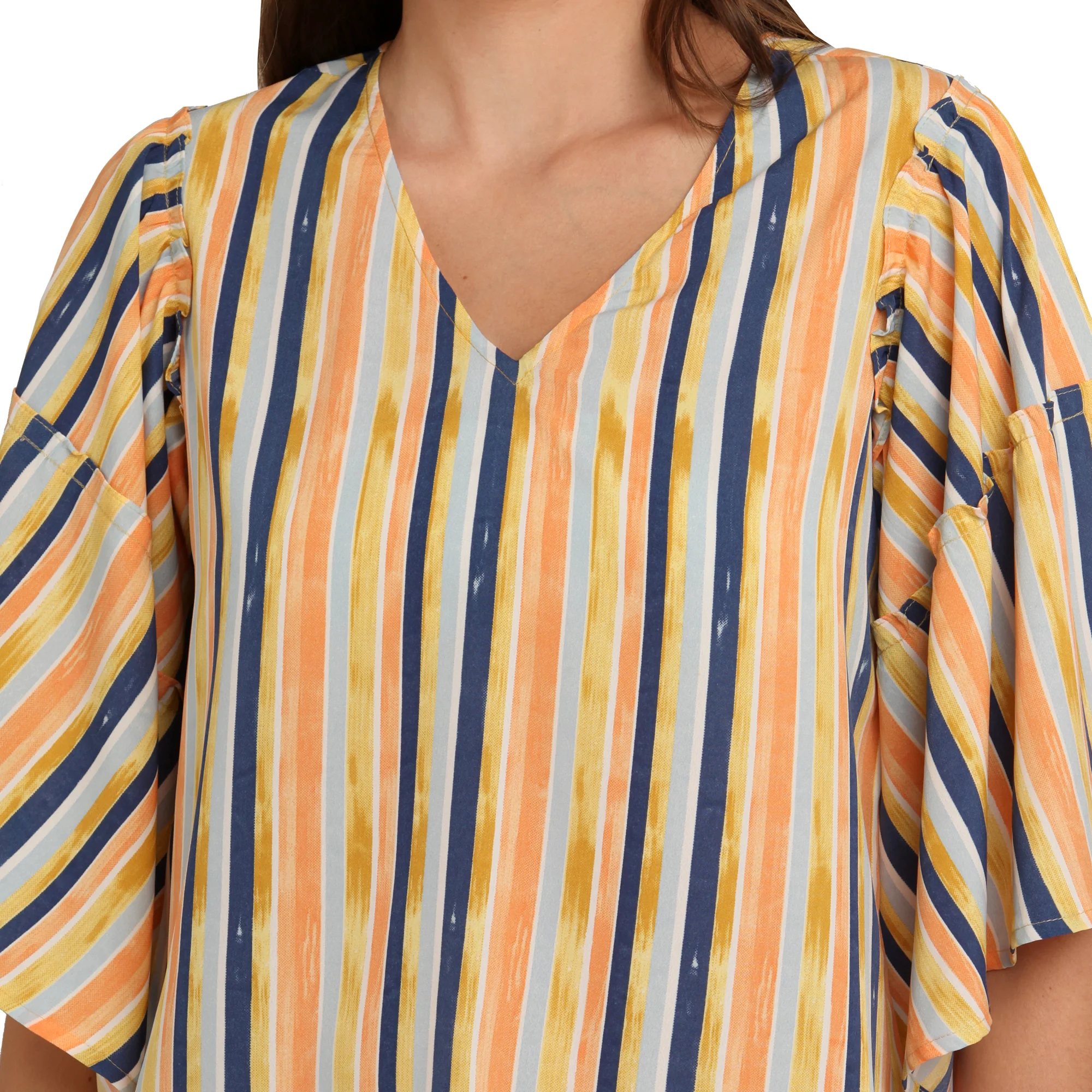 Multicolored Striped Flared Sleeve Top - Image 6