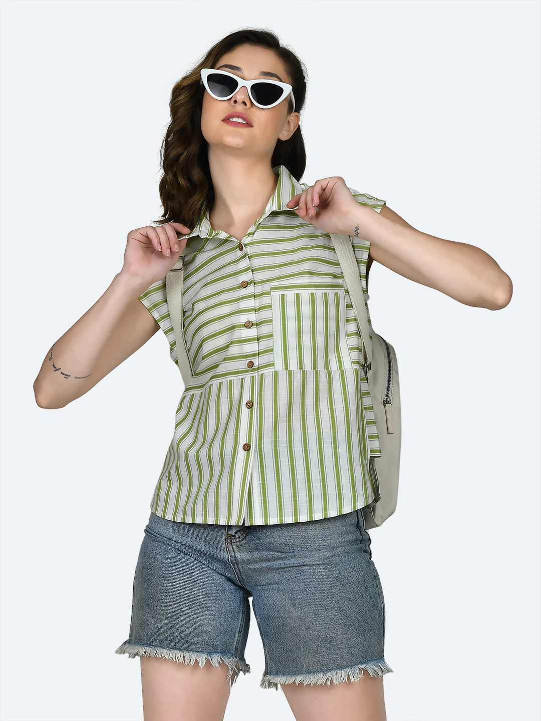 Multicolored Striped Straight Shirt - Image 2