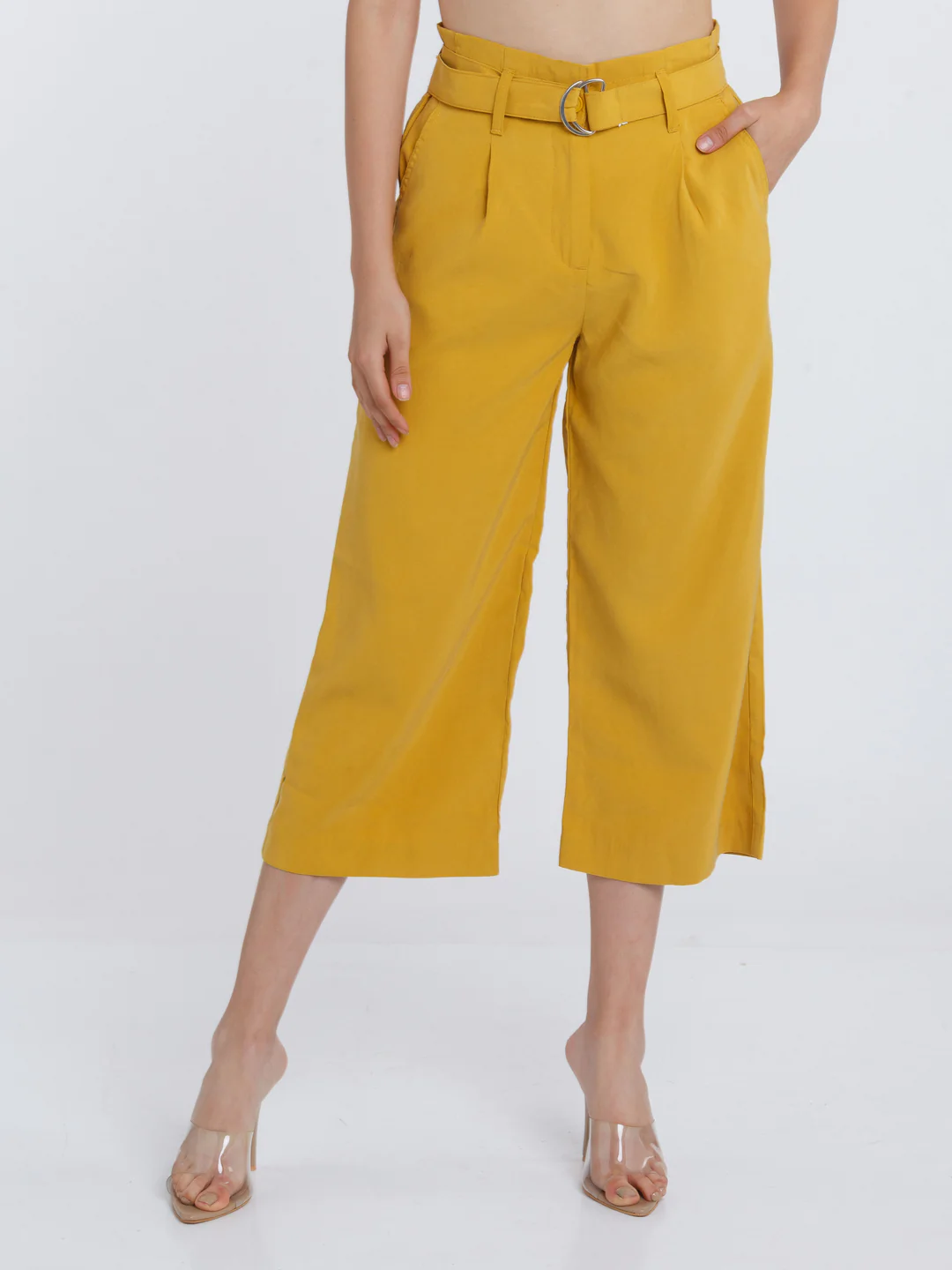 Mustard Solid Culottes - Image 2