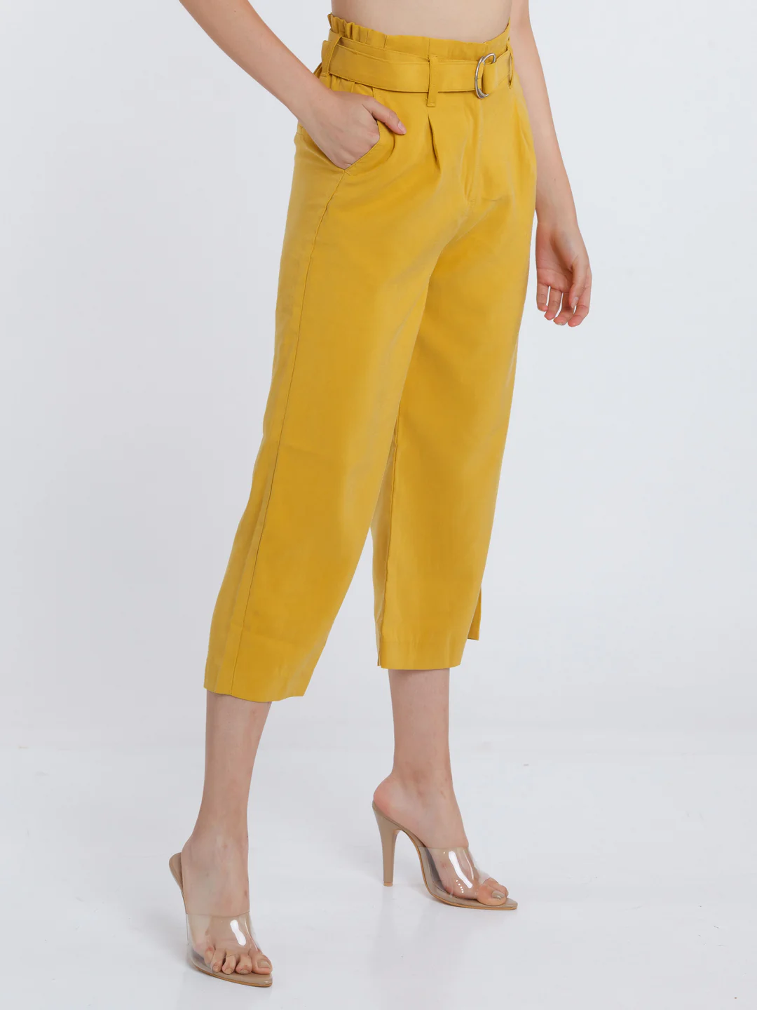Mustard Solid Culottes - Image 3