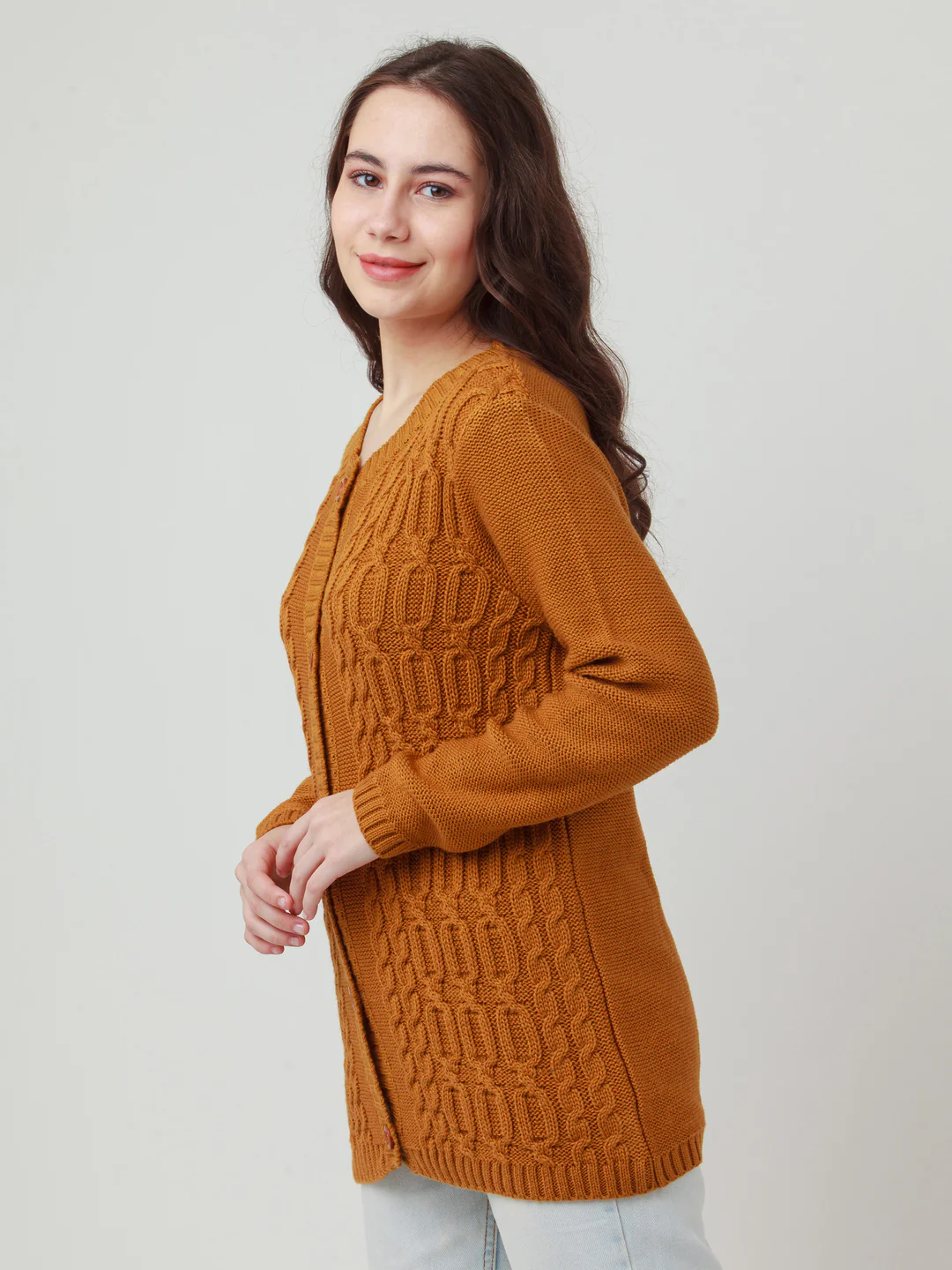 Mustard Solid Straight Sweater - Image 3