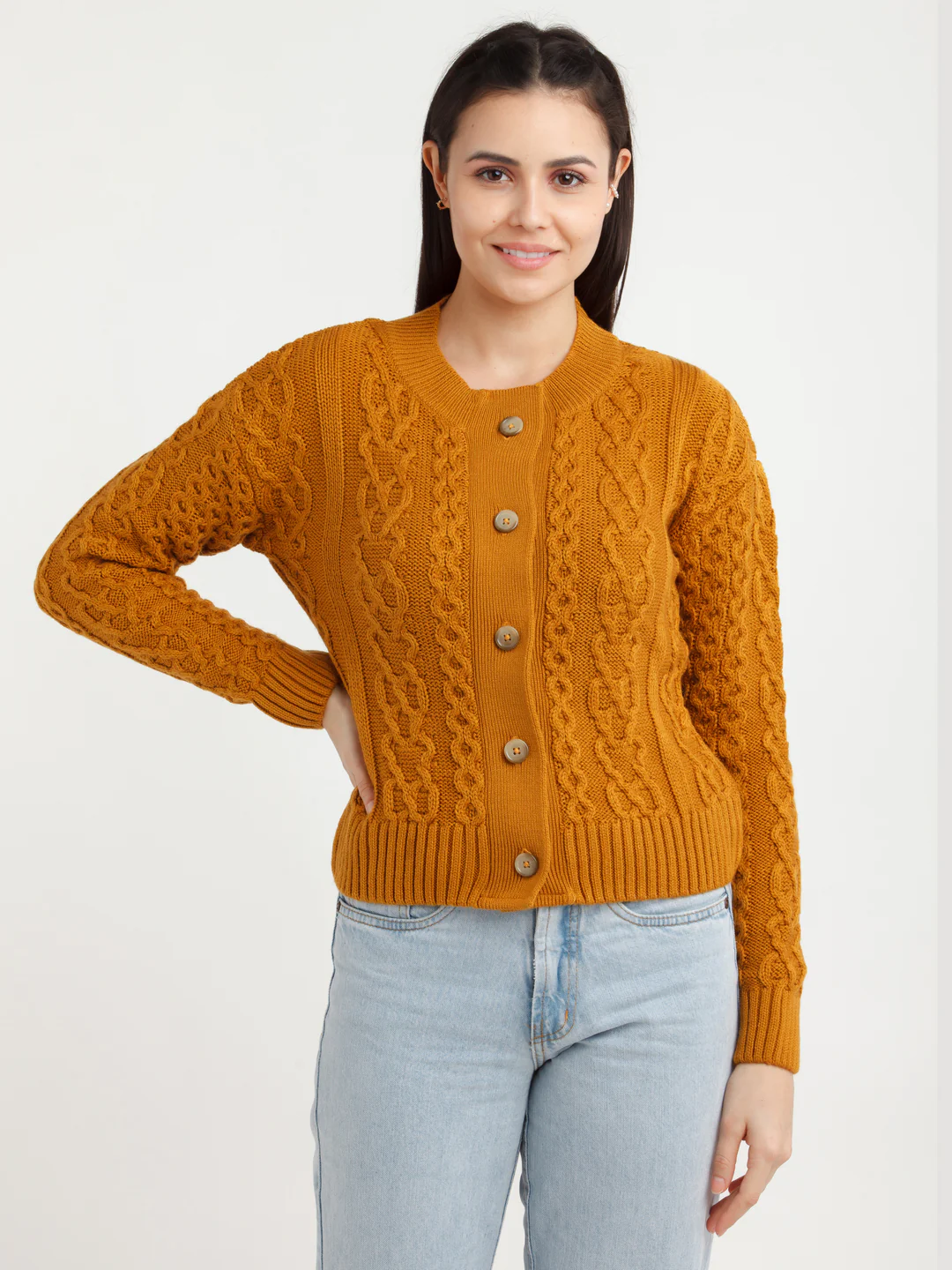 Mustard Solid Sweater - Image 2