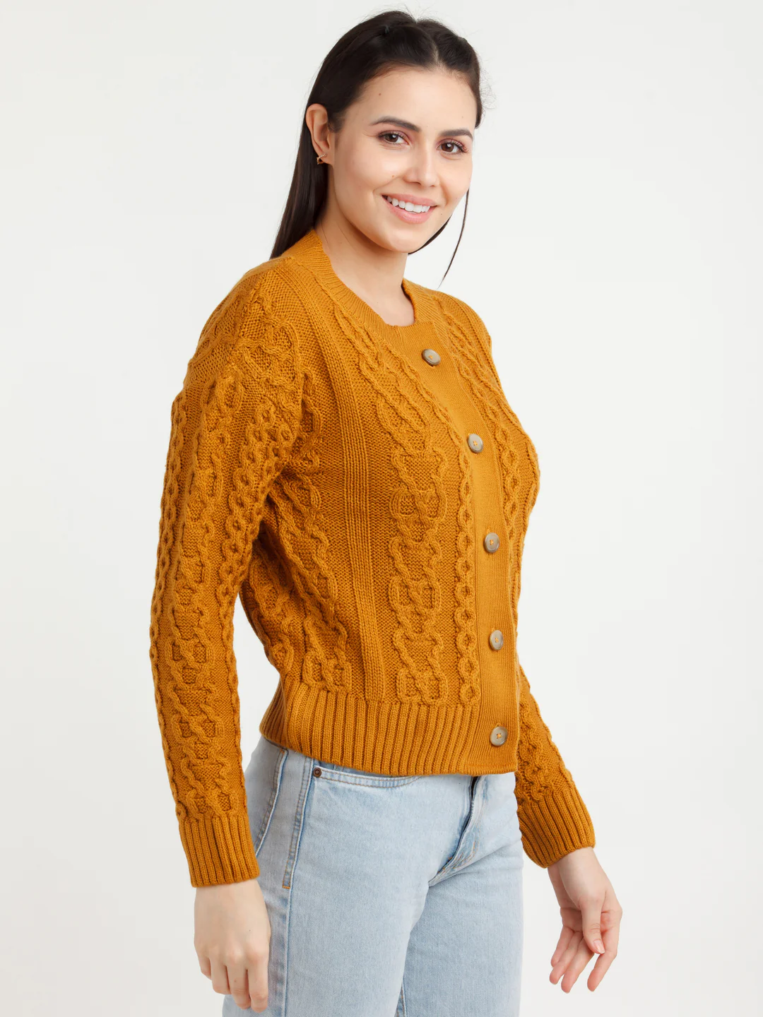 Mustard Solid Sweater - Image 3