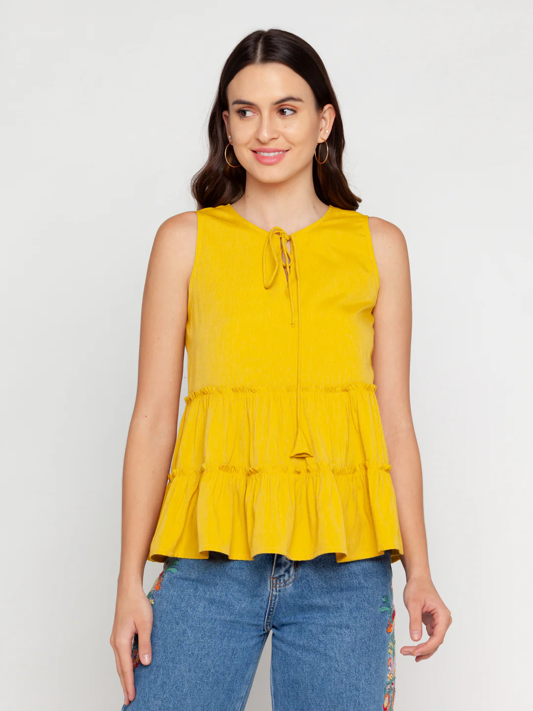 Mustard Solid Tie-Up Top - Image 2