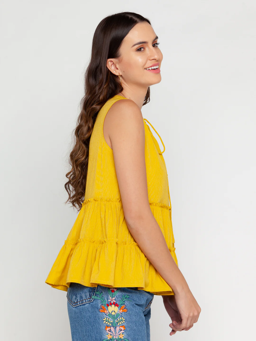 Mustard Solid Tie-Up Top - Image 3