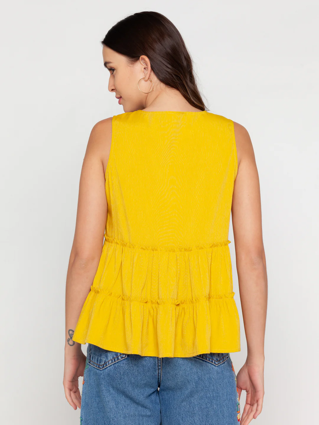 Mustard Solid Tie-Up Top - Image 4