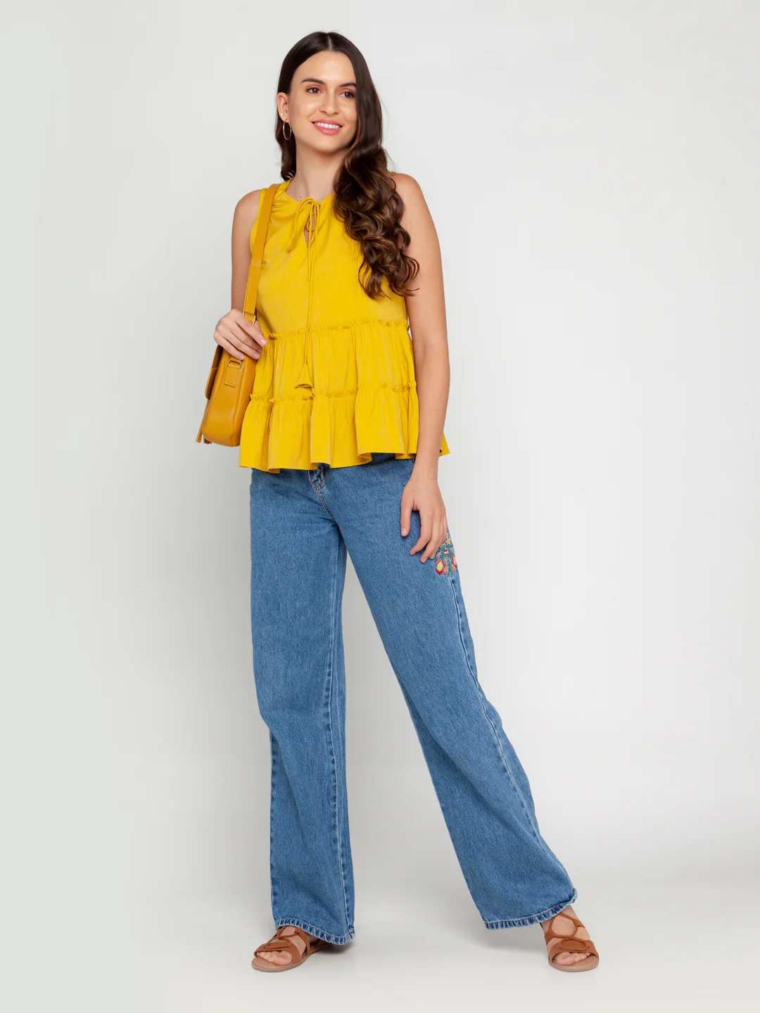 Mustard Solid Tie-Up Top - Image 5