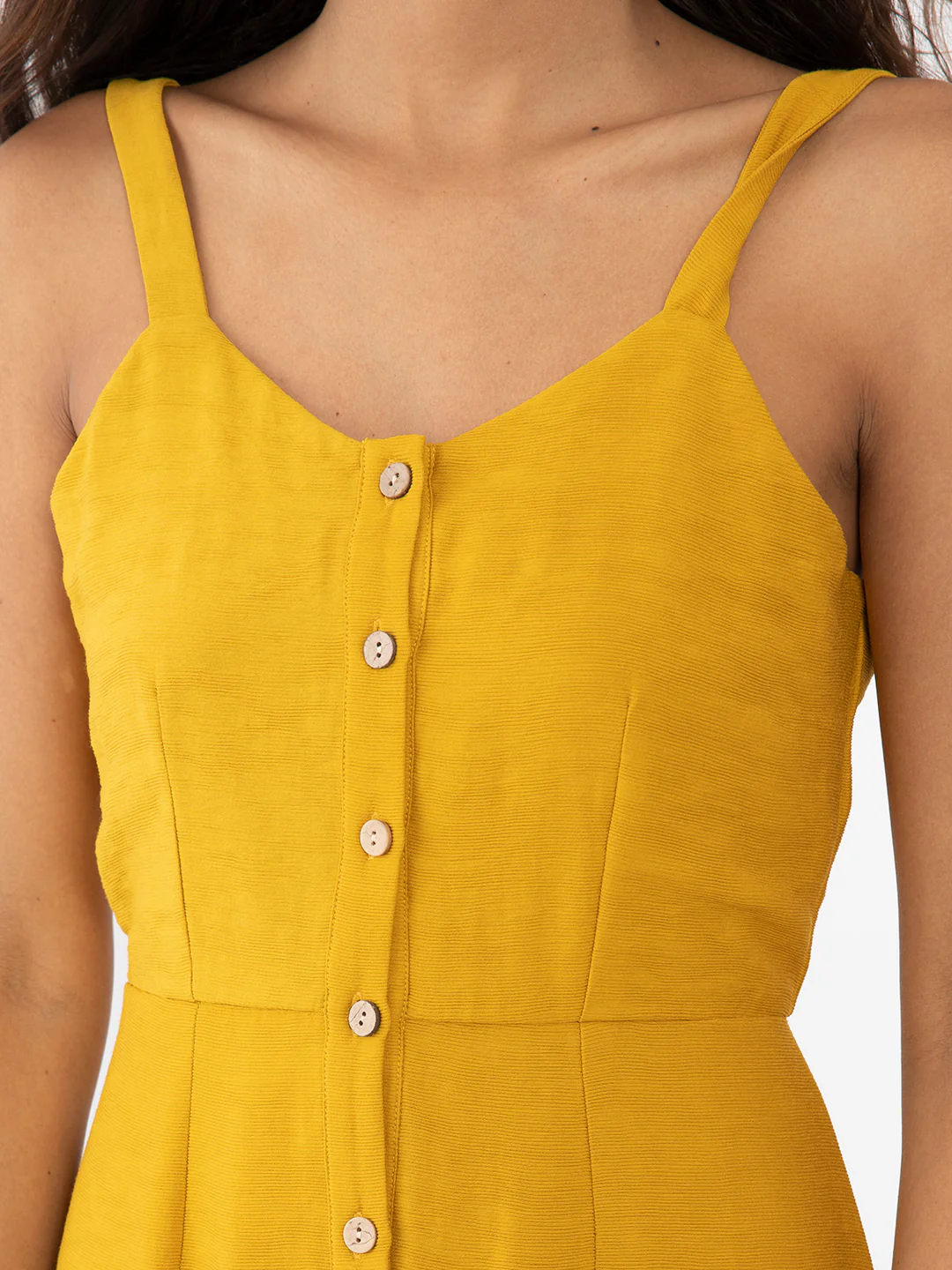 Mustard Yellow Solid A-Line Dress - Image 6