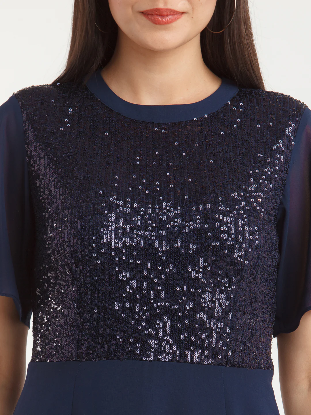 Navy Blue Embellished Midi Dress - Image 6