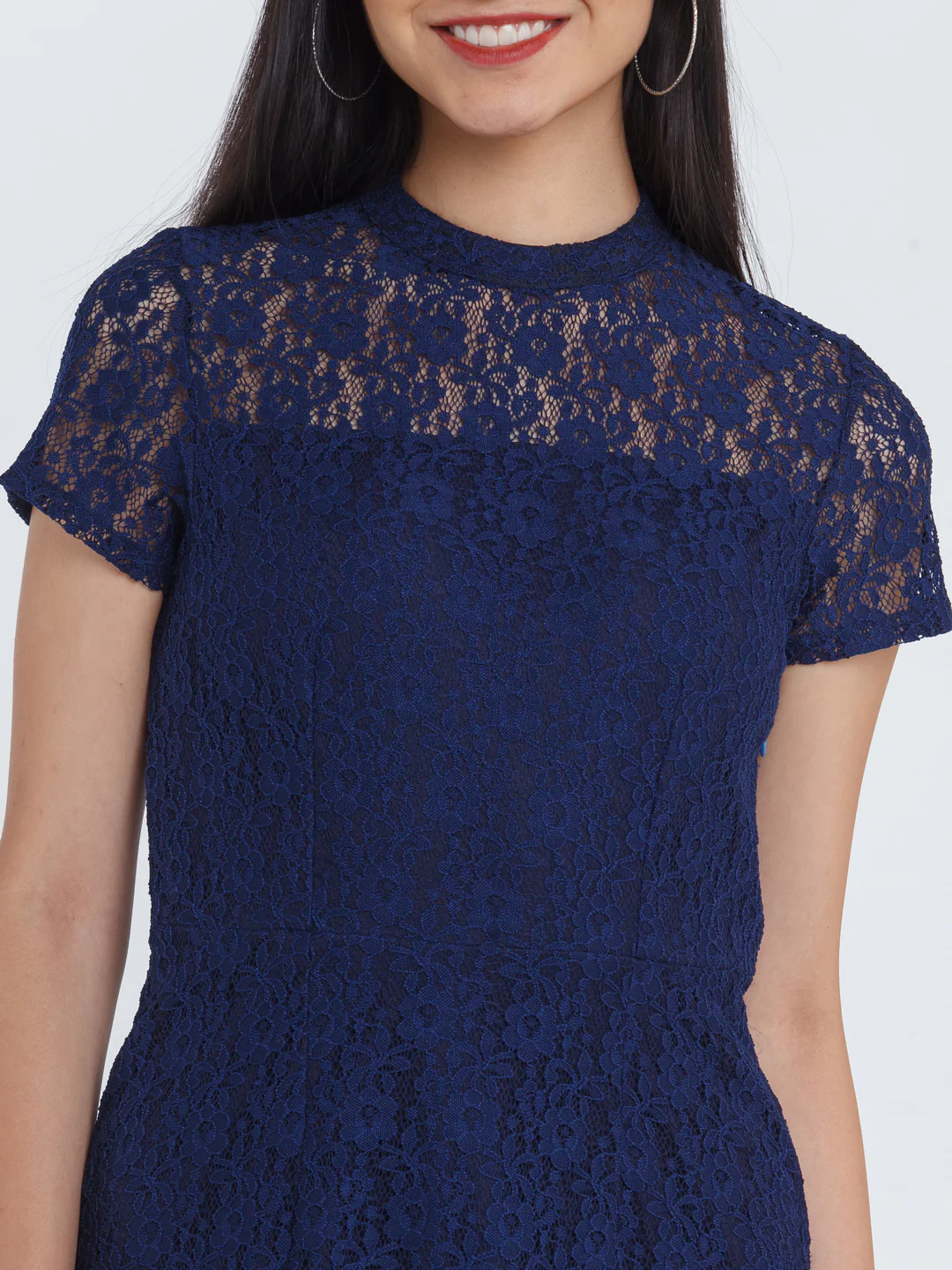 Navy Blue Lace Maxi Dress - Image 6