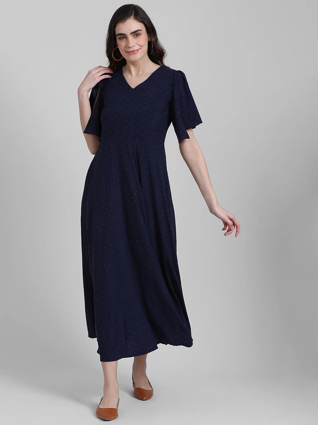 Navy Blue Printed Maxi Dress - Image 2