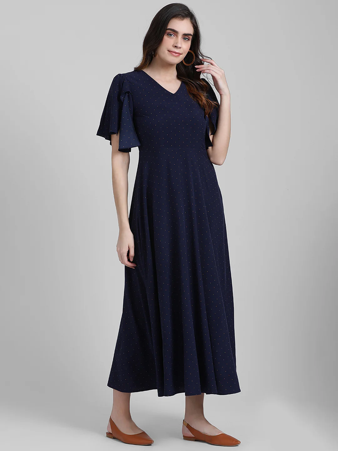 Navy Blue Printed Maxi Dress - Image 4