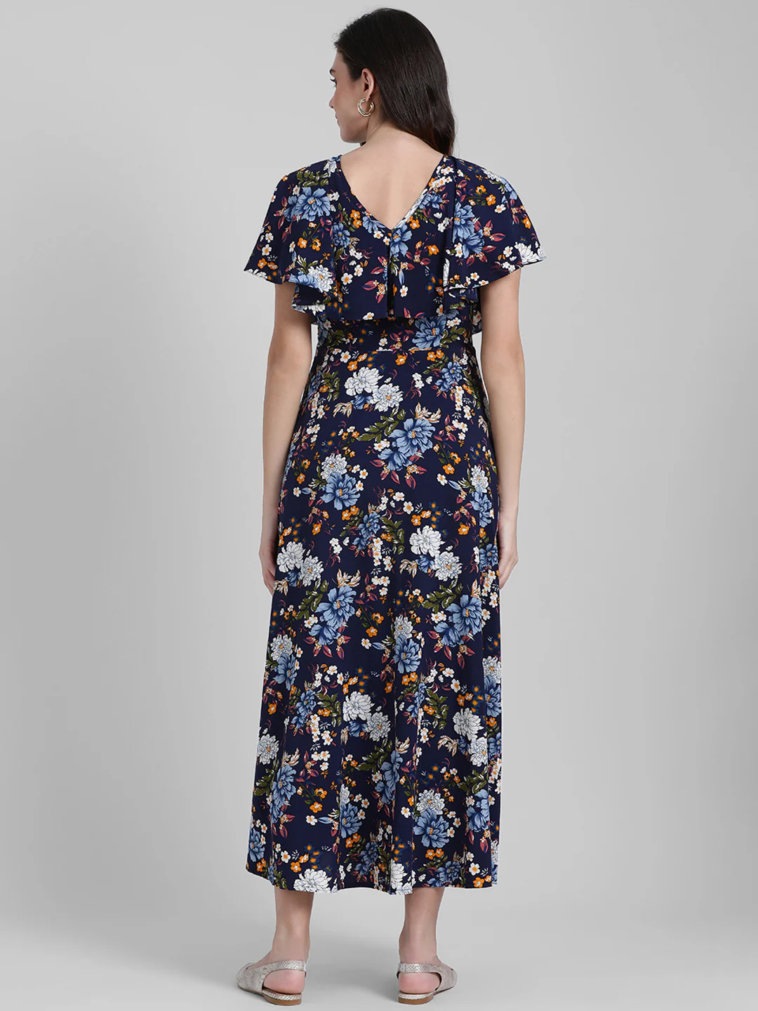 Navy Blue Printed Maxi Dress - Image 4