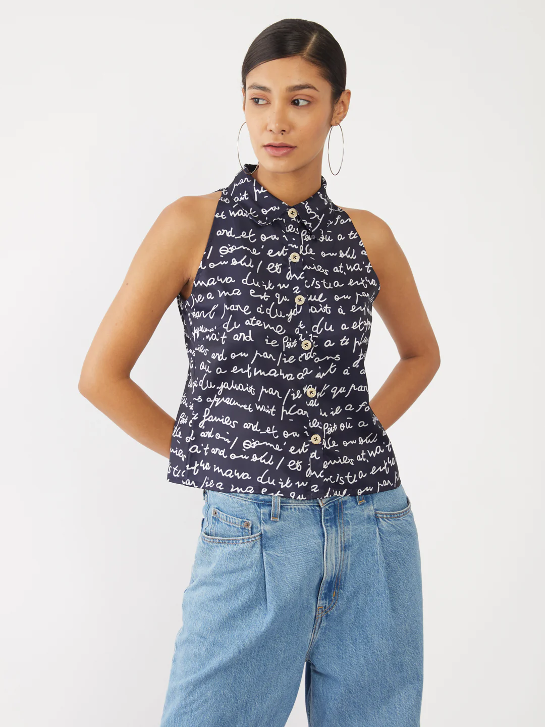Navy Blue Printed Shirt - Image 2