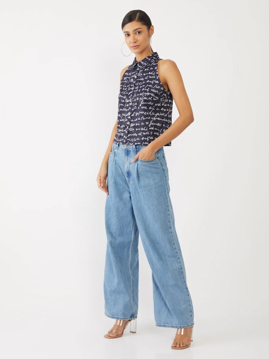 Navy Blue Printed Shirt - Image 3